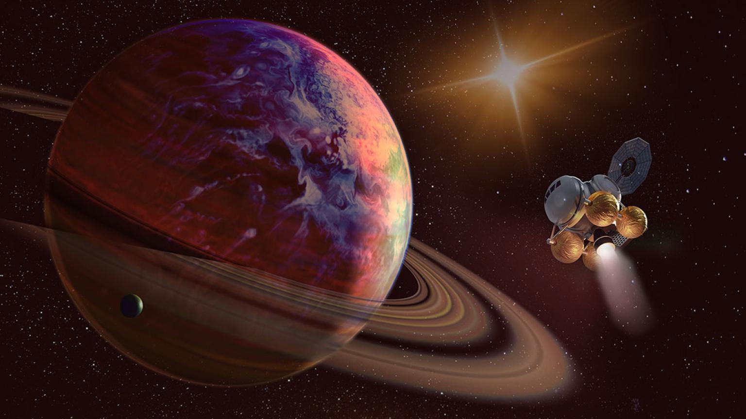 Viaje a Saturno, planeta del sistema solar, universo