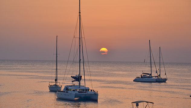 Puesta de sol en la playa de Formentera, Islas Baleares