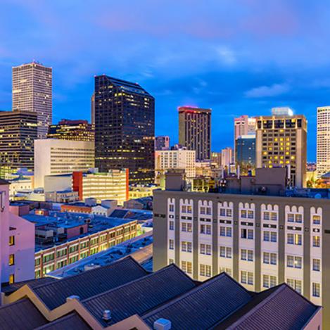 Anochecer en el Central Business District, Nueva Orleans, EEUU