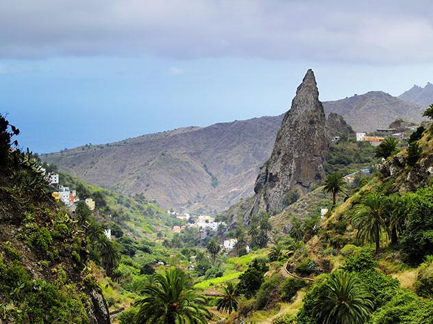 Hermigua, final de la ruta de senderismo por La Gomera, Canarias, España