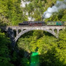 Tren en la garganta de Bled, Eslovenia