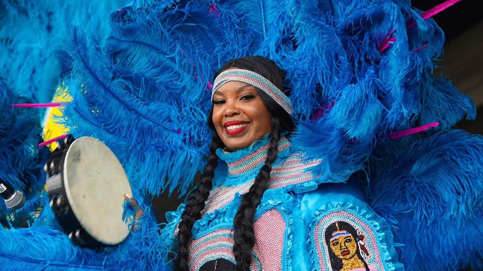 Mujer en la fiesta criolla de Louisiana 