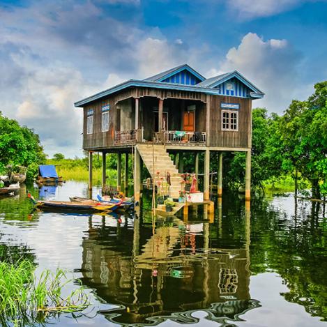 El pueblo flotante de Tonlé Sap, Siem Reap, Camboya
