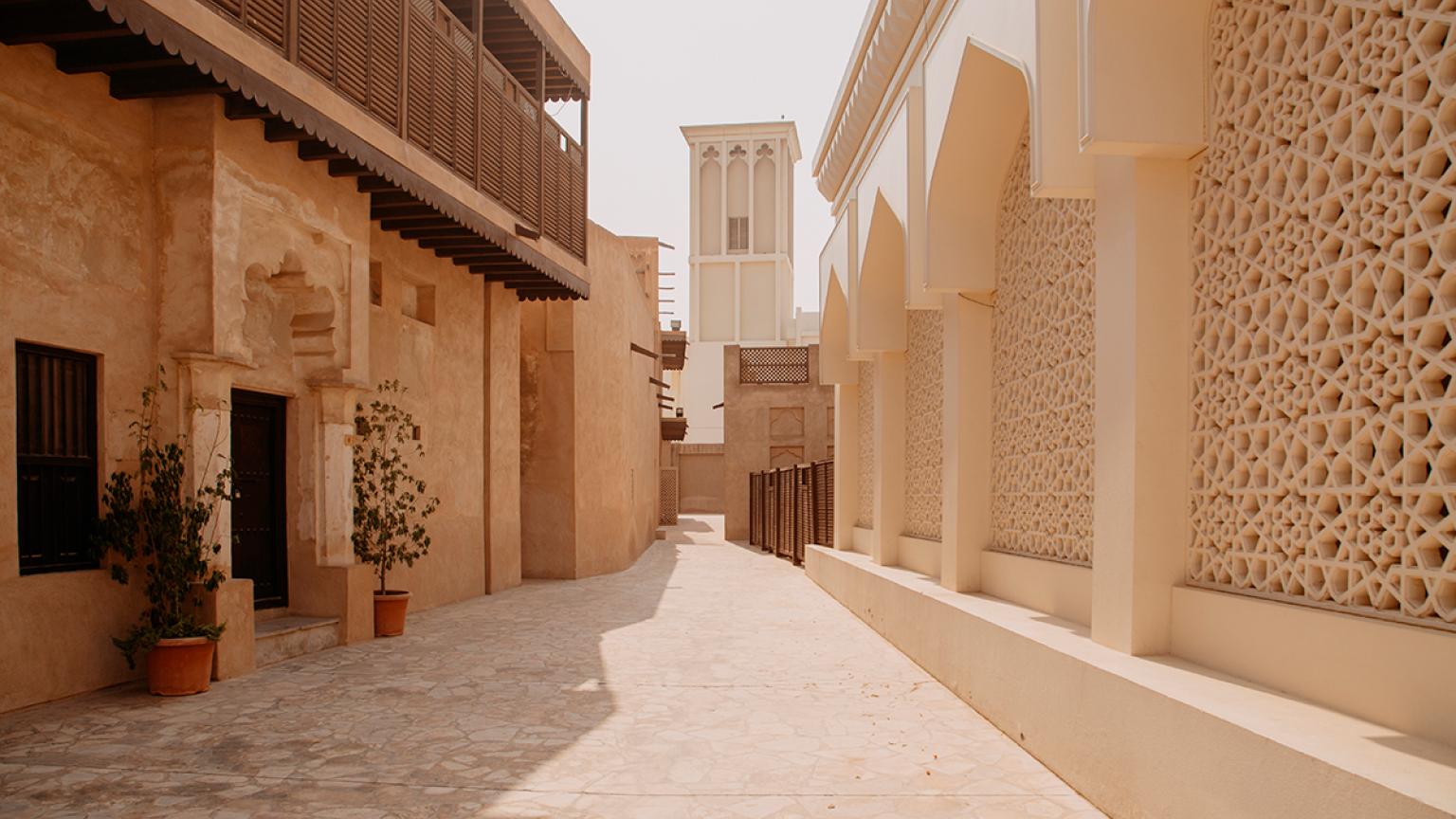 Casco antiguo del distrito histórico de Al Fahidi. Dubái, Emiratos Árabes Unidos