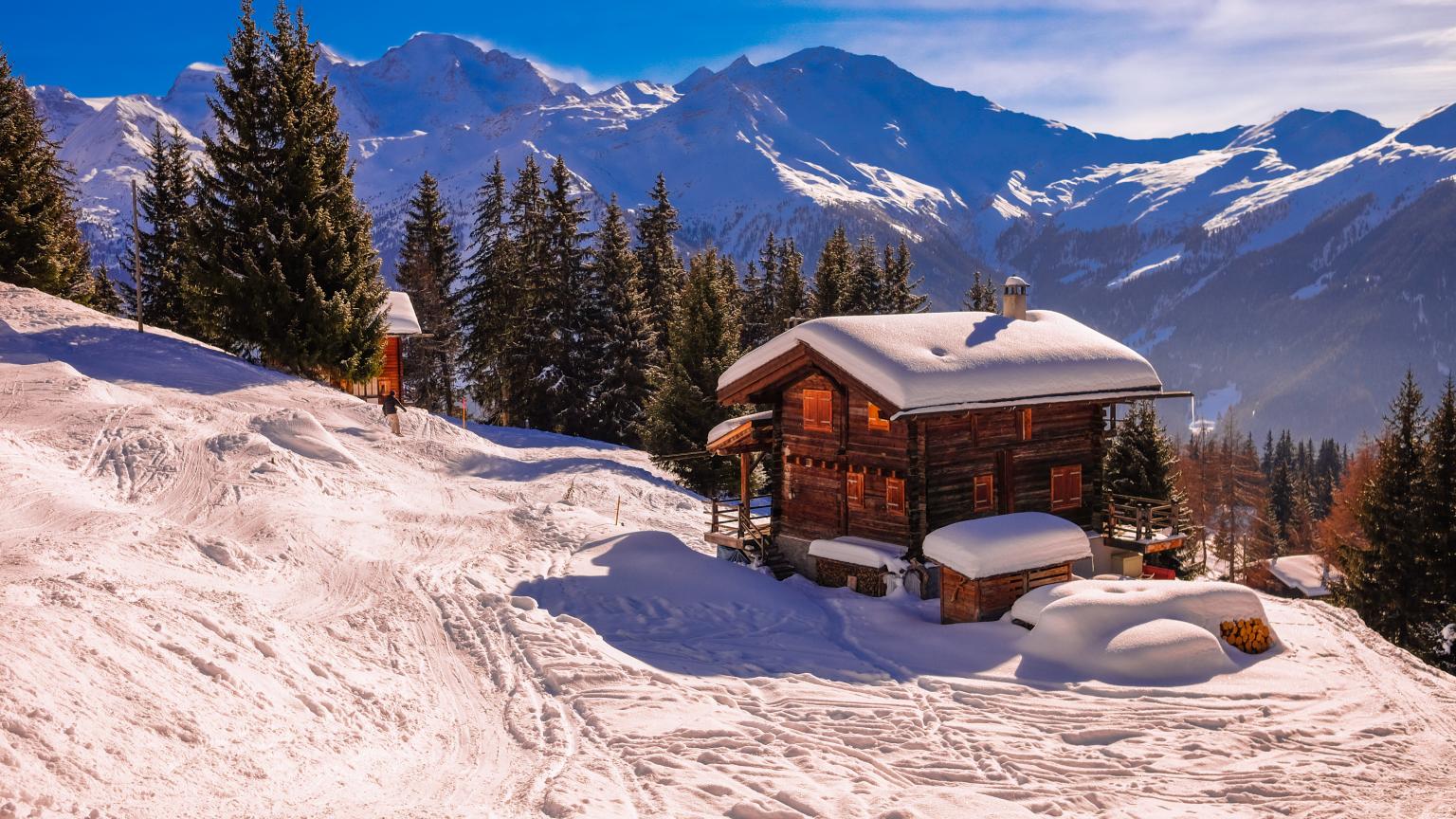 Vista panorámica de un chalet de Verbier.