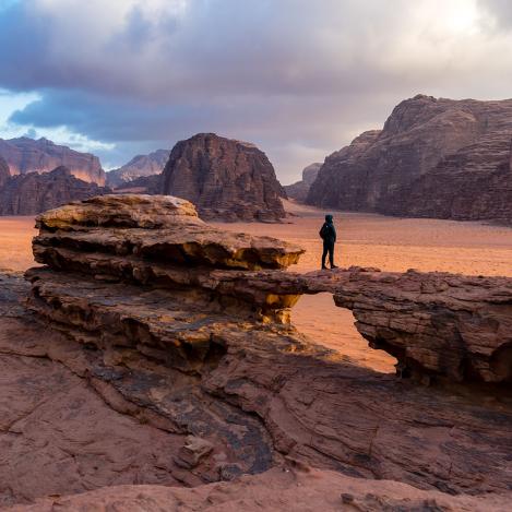 En el desierto de Wadi Rum, Jordania