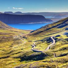 Carretera en los Westjords, en Islandia