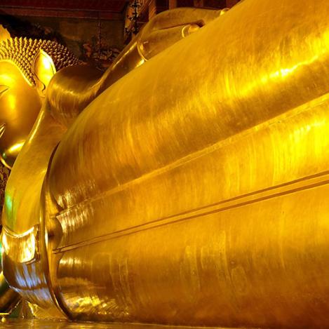 Buda reclinado de Wat Pho, Bangkok, Tailandia
