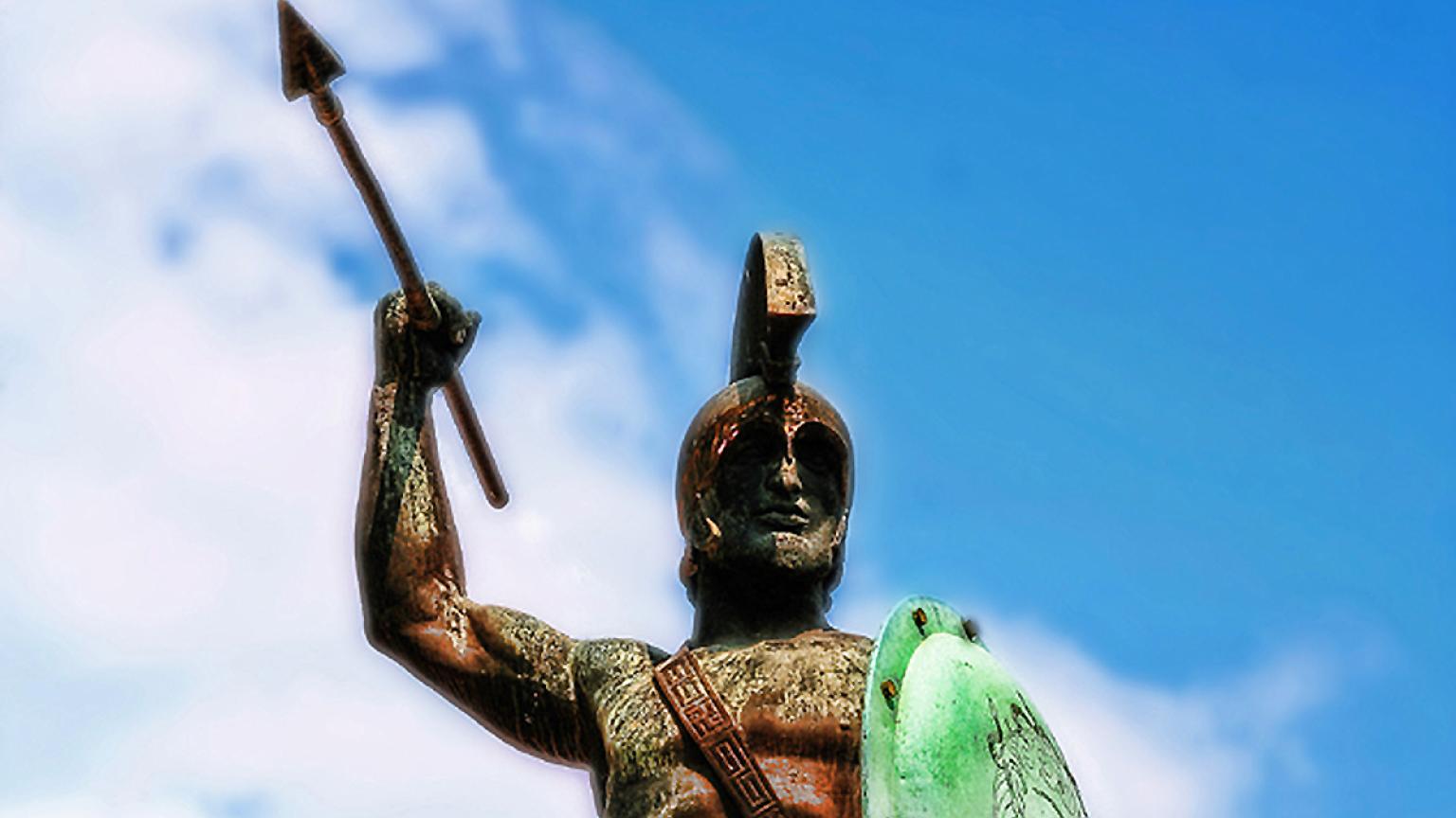 Detalle del monumento a Leónidas, Las Termópilas, Grecia