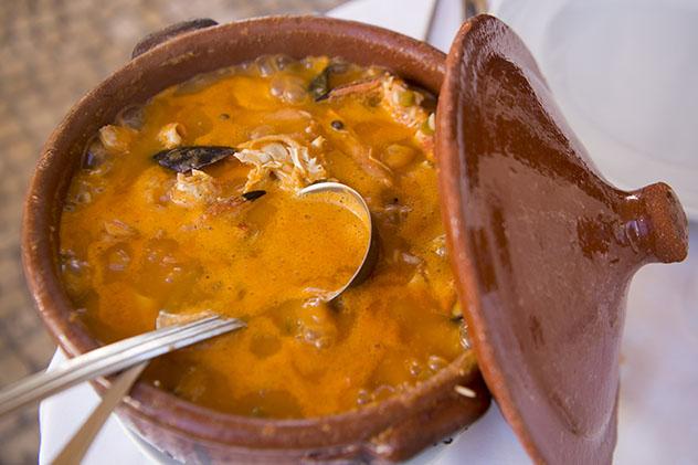 Arroz con marisco típico de Lagos, gastronomía de Algarve, Portugal