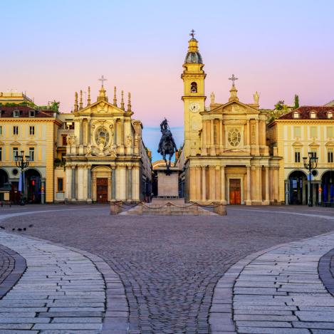 Piazza San Carlo de Turín, Piamonte, Italia