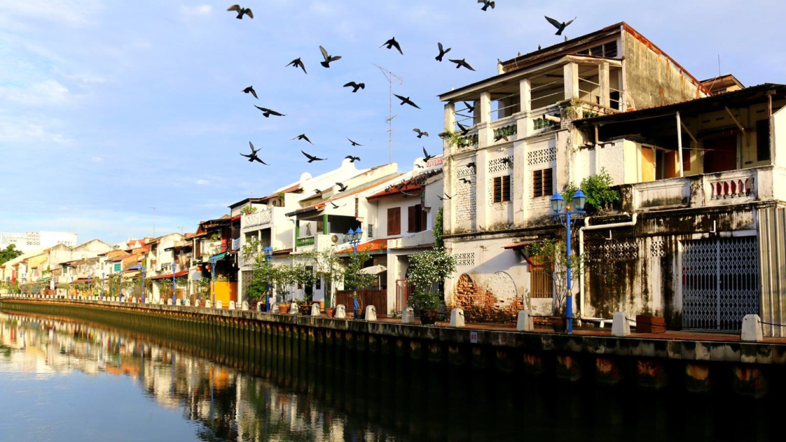 Ribera del río Melaka, Malaca, Malasia
