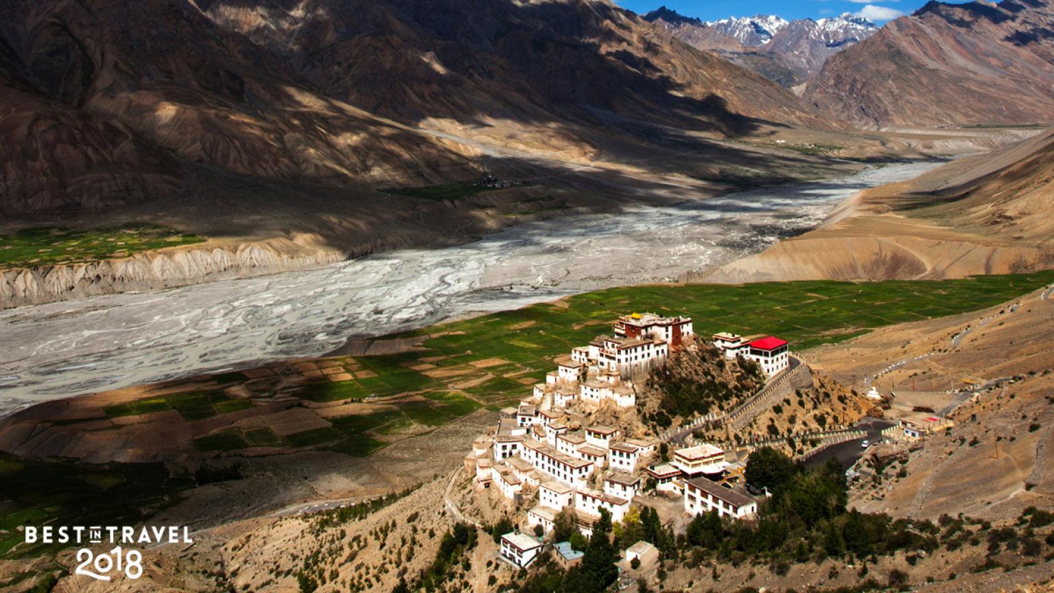 Monasterio Ki en el valle de Spiti, India