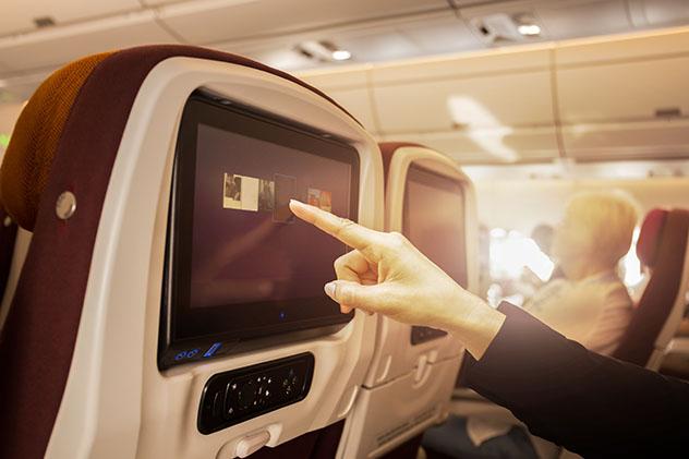 Menú de películas en el avión