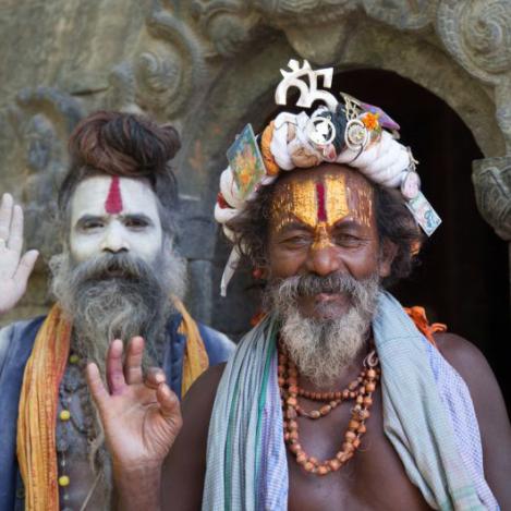 Nepalíes en el templo de Pashupatinath, Nepal