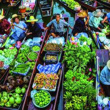 Mercado flotante de Tha Kha, Bangkok.