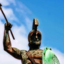 Detalle del monumento a Leónidas, Las Termópilas, Grecia