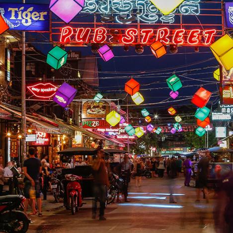 Pub street, Siem Reap, Camboya