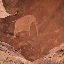 Grabados rupestres en la región Kunene, en el noroeste de Namibia