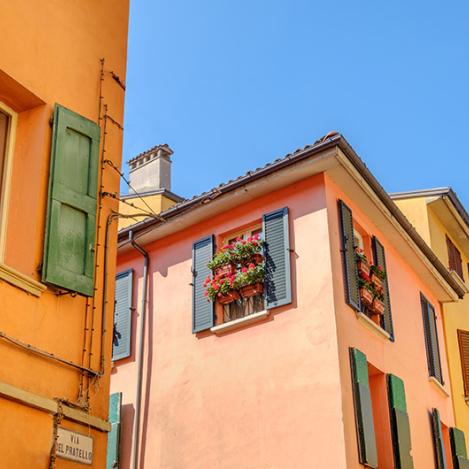 Casas del barrio de Pratello, Bolonia, Italia