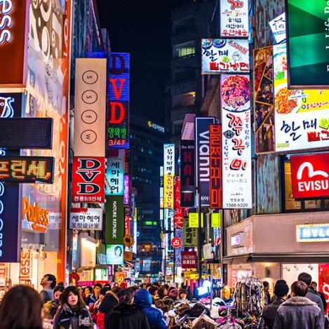 Calles de Myeong-dong, barrio de Myeong-dong y Jung-gu, Seúl, Corea del Sur