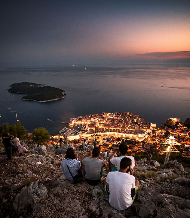 Puesta de sol en Dubrovnik; desde el Monte Srd