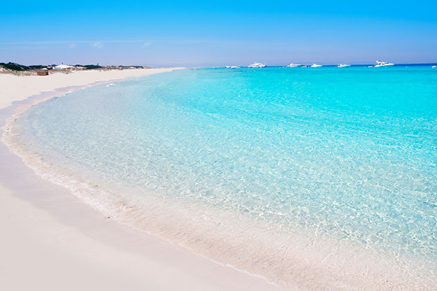 Playa de ses Illetes, en la Península de Es Trucadors, Formentera, Baleares, España