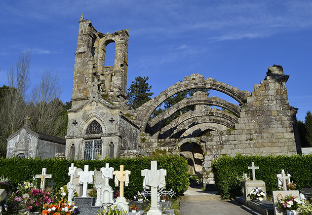 Igrexa de Santa Mariña Dozo, Cambados, paisaje de la ruta por la costa de Galicia