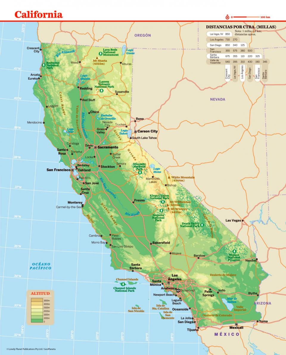 Mapa de California para preparar tu viaje a California de la forma más sencilla