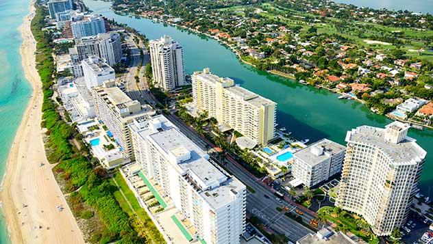 Vista aérea de Miami, Estados Unidos