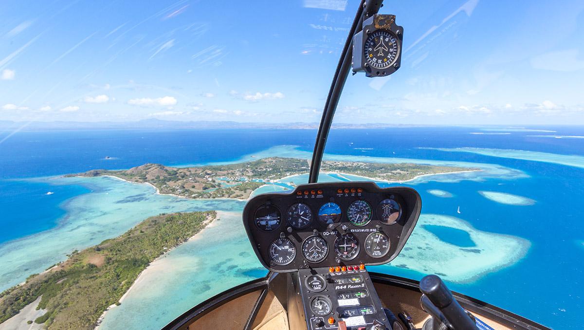 Las islas Fiyi desde un helicóptero