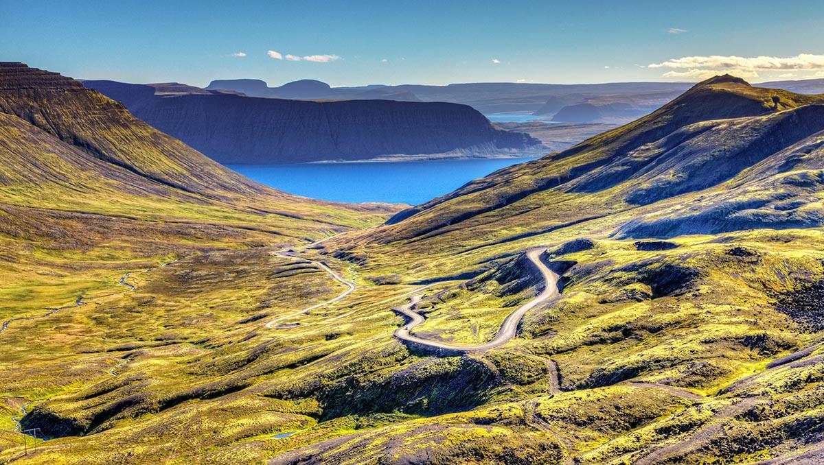 Carretera en los Westjords, en Islandia