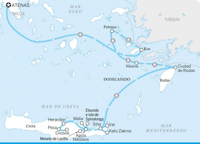 Itinerario por Creta y el Dodecaneso