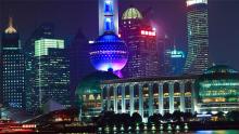 Skyline de Shanghái de noche, China